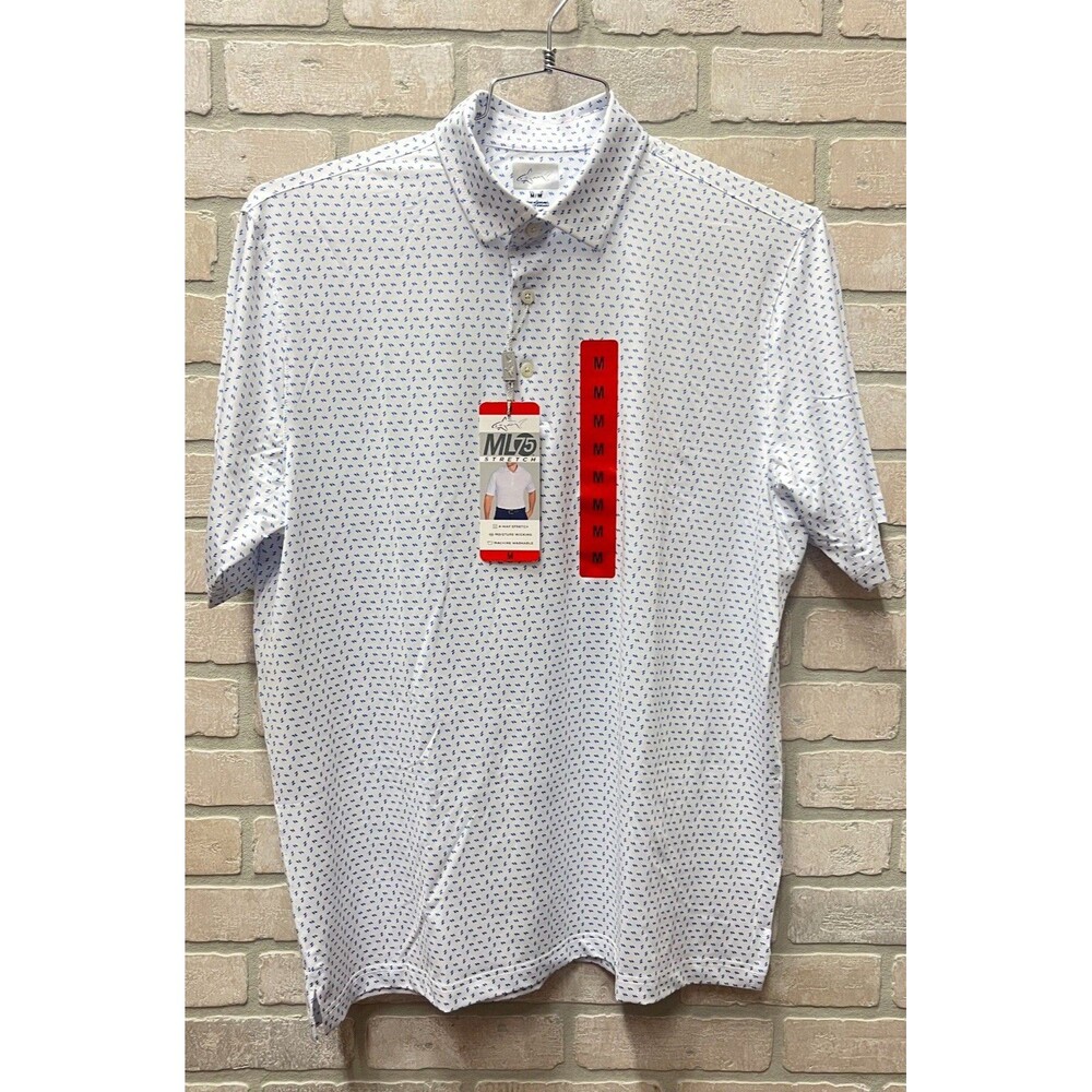 Greg Norman men’s golf polo shirt White Sz M play dry ML75 NWT